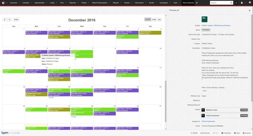 Calendar Customization in SugarCRM