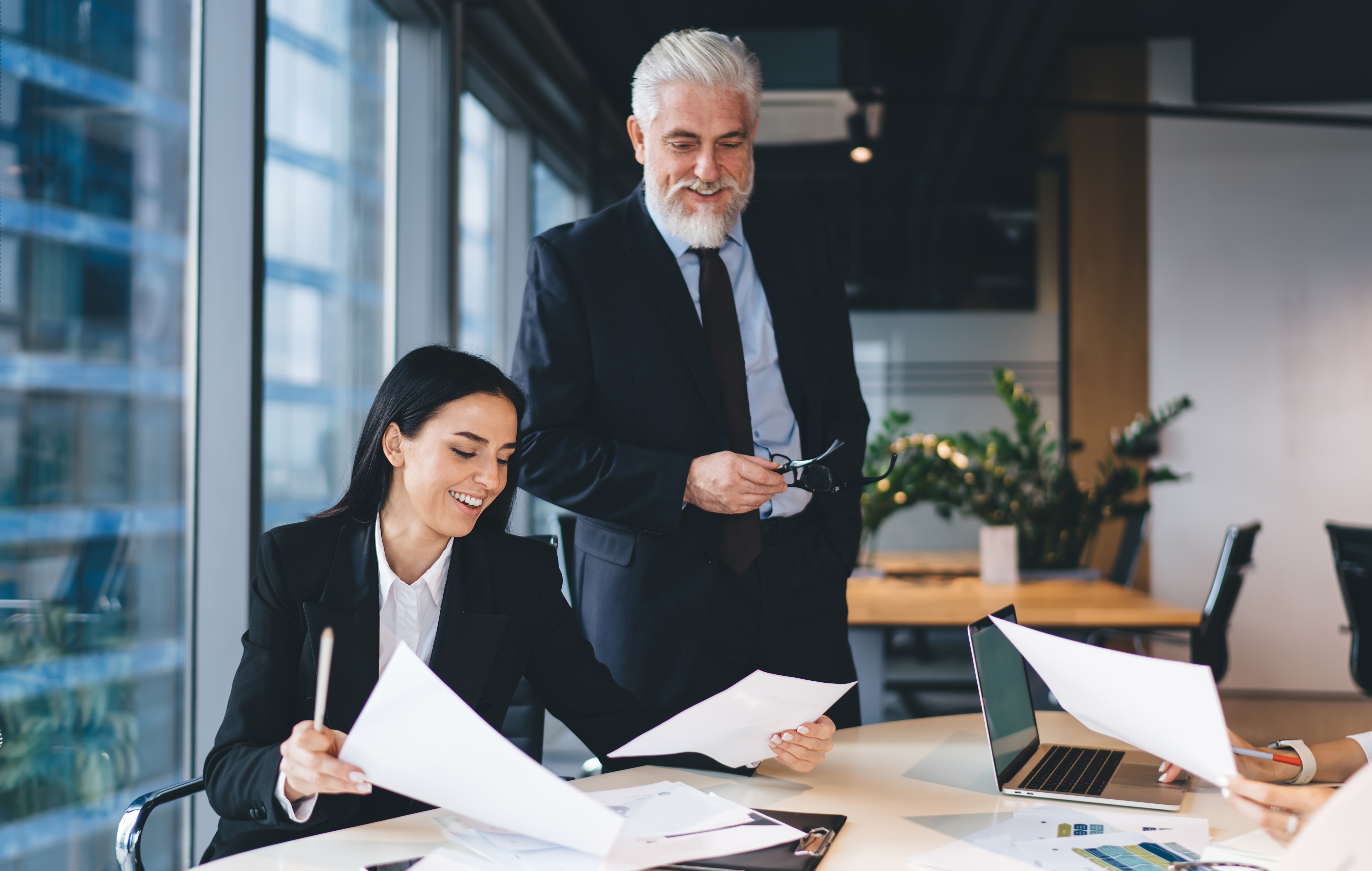 Businesspeople working in office together